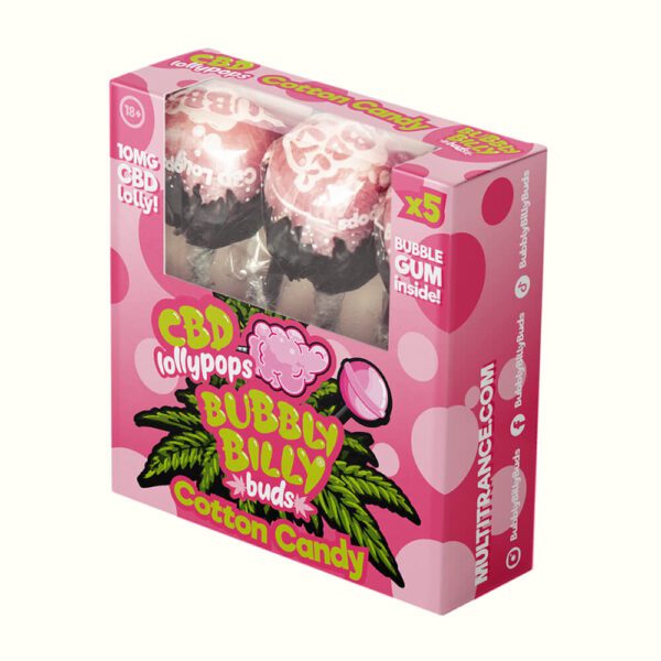 Bubbly Billy Buds Lollipops Cukrová vata 10mg CBD 5ks