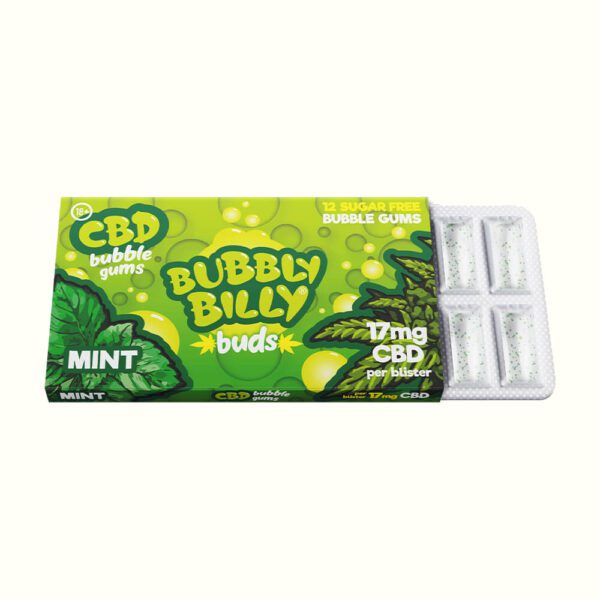 Bubbly Billy Buds Cannabis Mäta pieporná Žuvačka 17mg CBD