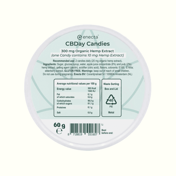 Alternative view of Enecta CBDay Organic Hemp Extract Candies – Calm (30 ks)
