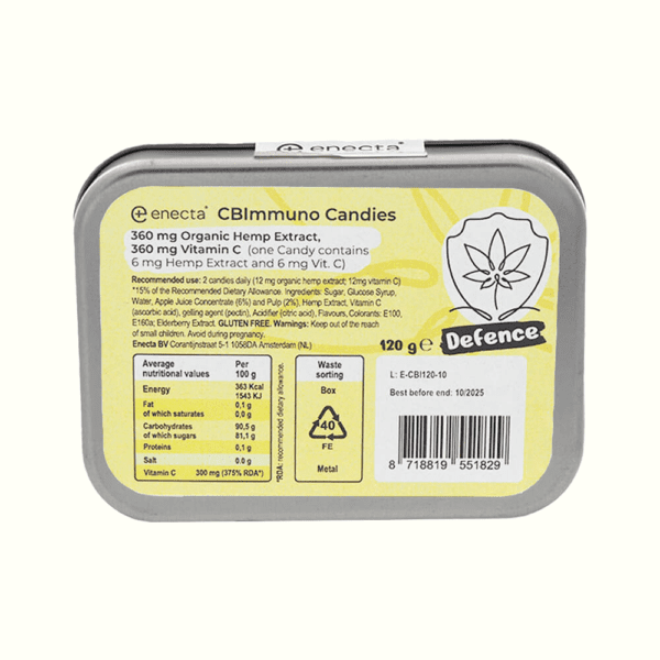 Alternative view of Enecta CBImmuno Candies with Organic Hemp Extract – Mixed Fruit Flavor (60 ks)