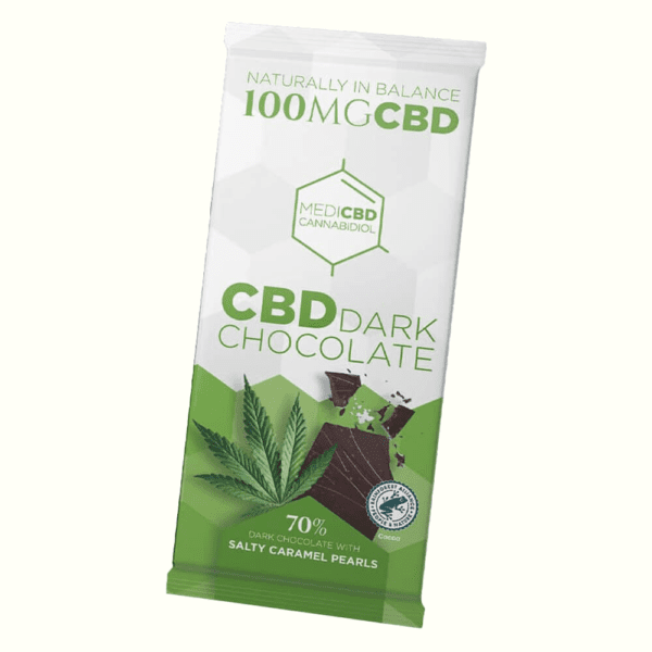 MediCBD Cannabis Chocolate 70% Dark Salty Caramel 100mg CBD