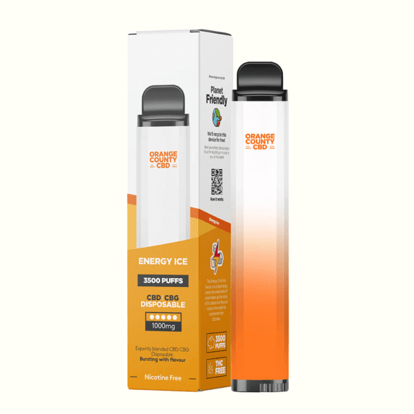 Orange County CBD 10ml Disposable Vape Pen Energy Ice 600mg CBD + 400mg CBG – 3500 Puffs