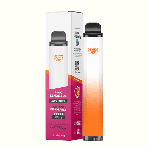 Orange County CBD 10ml Disposable Vape Pen Pink Lemonade 600mg CBD + 400mg CBG – 3500 Puffs